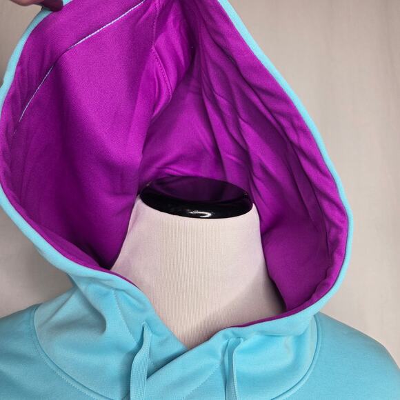Under Armour Light Blue Purple Big Logo Fleece Storm Hoodie Sweatshirt NWT XL - Picture 6 of 10